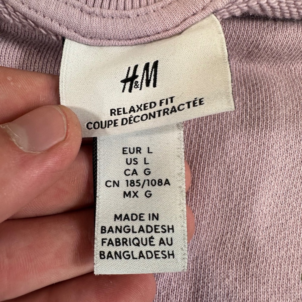 H&M Sweatshirt Women L Relaxed Fit Purple Plans About Plants Graphic - Picture 4 of 7